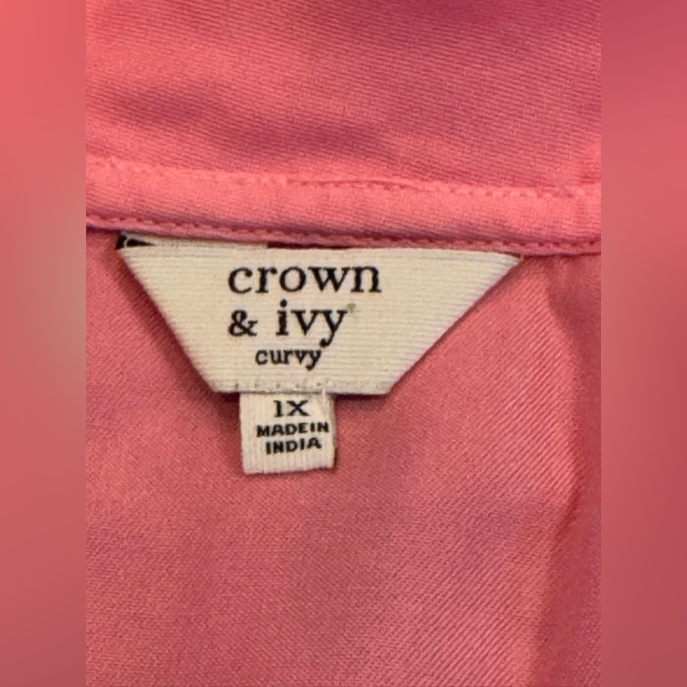 Crown & Ivy Pink Ruffled Neck Blouse - Picture 4 of 5